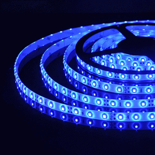 Лента светодиодная (LED) SMD3528-300B-12, синий цвет, 4,8Вт/м, IP20
