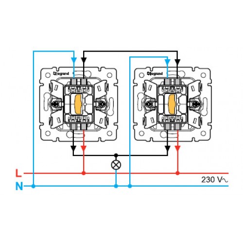 Схема подключения проходного выключателя одноклавишного с 2 мест